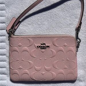Coach Blush Pink Embossed Wristlet